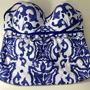 NWT COMMENSE SIZE L BLUE WHITE SWIMSUIT